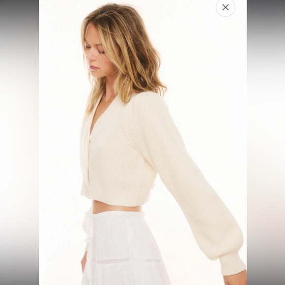 Love Shack Fancy Avignon V-Neck Crop Cardigan - Picture 7 of 7